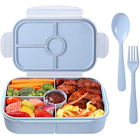 Jeopace Bento Box Kinder Brotdose Lunchbox mit 4 Fächern Lunch Box Spülmaschinenfest Mikrowellenfest Kühlschrankfest Cover