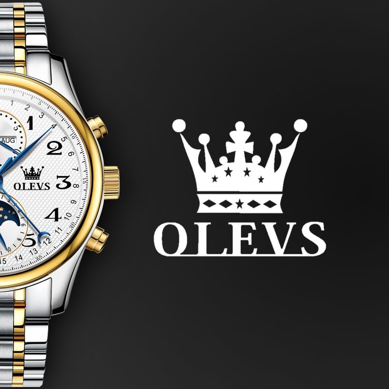Montre automatique pour homme OLEVS étanche 3 ATM calendrier phase de lune