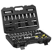 Stanley Fatmax Steckschlüssel-Set (72-teilig, ½“ und ¼“, 6-Kant, im Koffer mit Metalllaschen, für vielfältige Schraubarbeiten im Haus, der Werkstatt oder am Auto, Motorrad und Fahrrad) STMT82831-1 – Ansicht 1