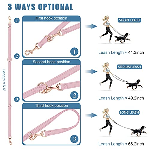 Runwing Soft Leather Dog Collar And Leash (6.6') Set - Stylish Rose Gold Heavy Duty Metal Buckle, 4 Adjustable Lengths For Small Medium Large Dogs Comfortable & Easy To Clean (Pink, Xs(8 -12Inch )) #TOP5