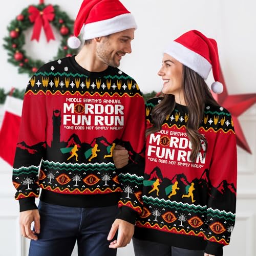 Image of 99TIMORO Rings Lord Ugly Christmas Sweater for Men and Women, Holiday Pullover Novelty Crewneck Sweatshirt, Festive Outfit Gift
