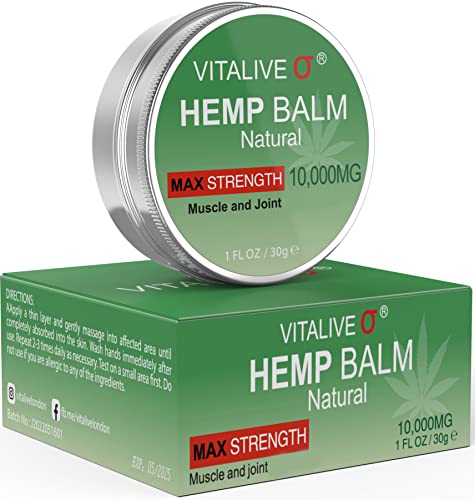 Hemp Balm Natural High Strength - Hemp Cream for Muscles & Joints - Extra Strong Hemp Oil Formula - Natural Hemp Gel - Soothe Skin, Body, Back, Legs, Knees, Shoulder, Feet 30g