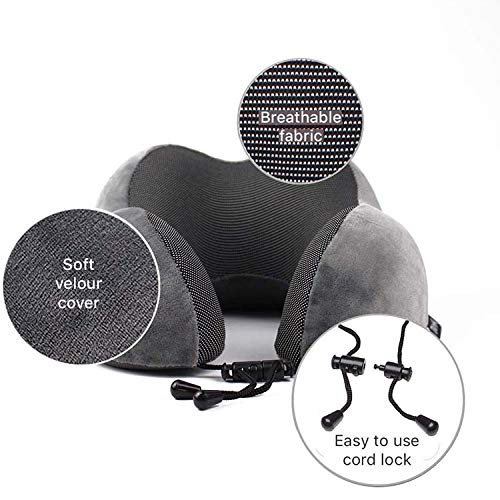 Reisekissen - 100% Memory Foam Nackenkissen Stützkissen mit Aufbewahrungsfunktion, mit Augenmaske und Ohrstöpseln - geeignet für Familienreisen, Flugzeuge, Busse, Züge, verstellbar - Image 6