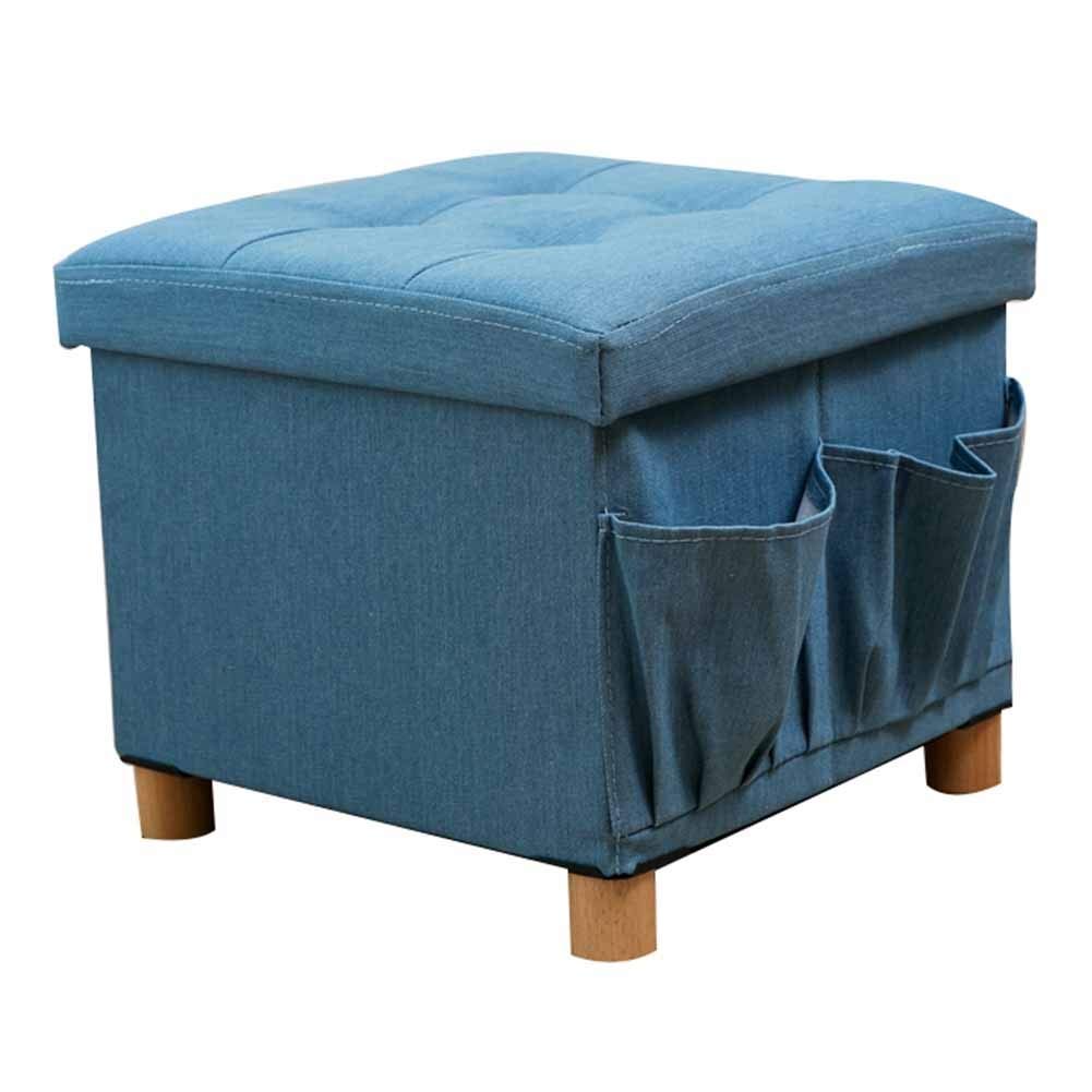 Boîte de rangement ottoman repose-pieds denim pour salon ordonné