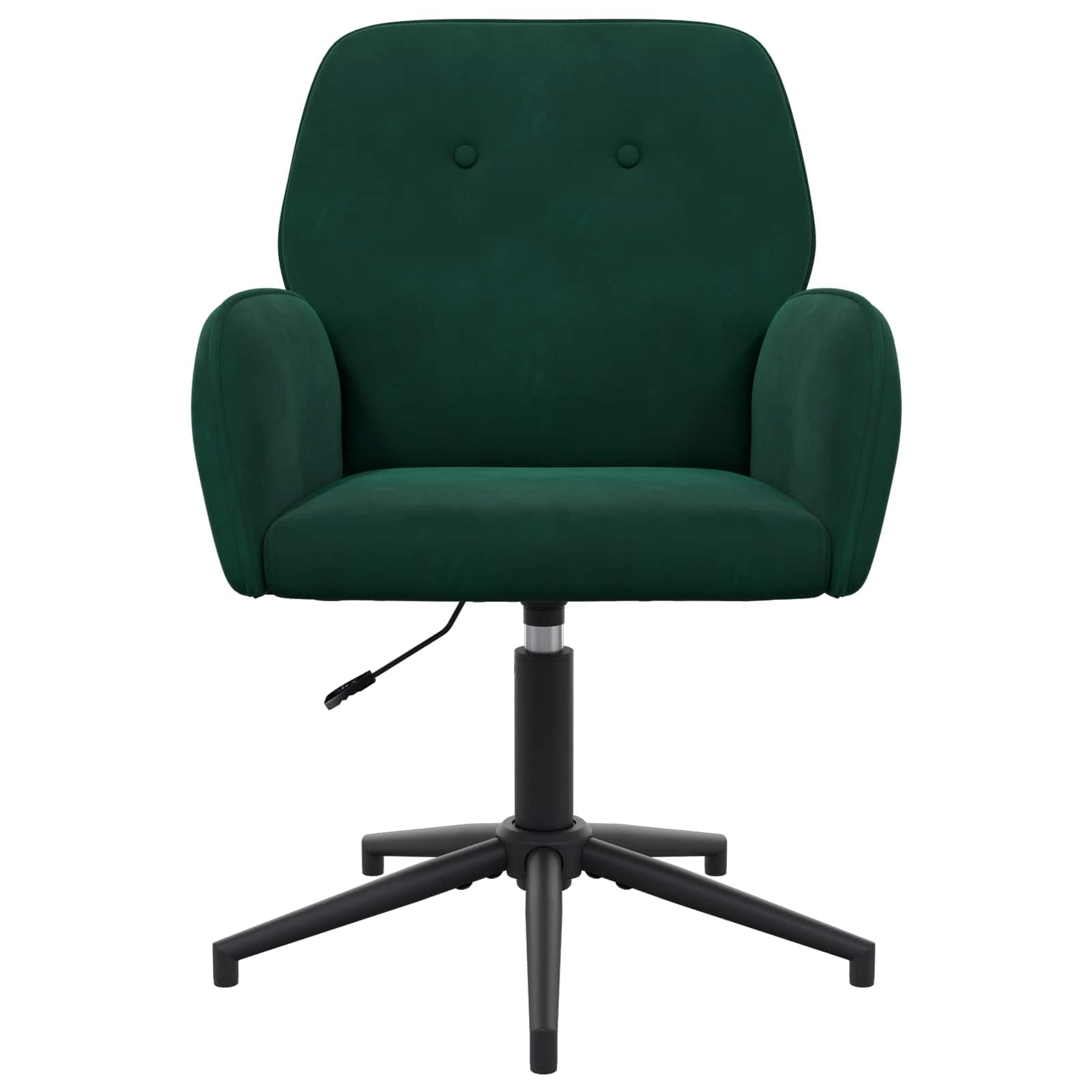 Juego de 6 sillas giratorias de terciopelo verde oscuro con marco de metal, 54 x 55 x 90 cm, altura regulable, rotación de 360 grados, para oficina en casa, respaldo ergonómico y reposabrazos