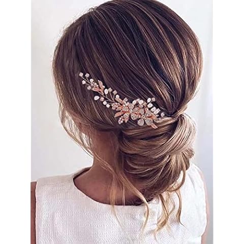 Runmi - Tocado de novia con perlas, flores doradas y cristales Cover