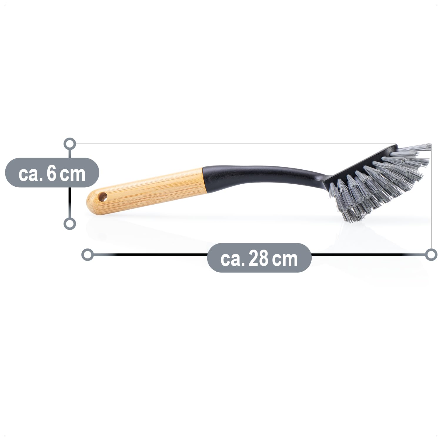 com-four® 3x szczotka do naczyn z bambusowym uchwytem, wytrzymale plastikowe szczotki do kuchni i domu, trwale do talerzy, garnków oraz szklanek (3x Szczotka do naczyn)