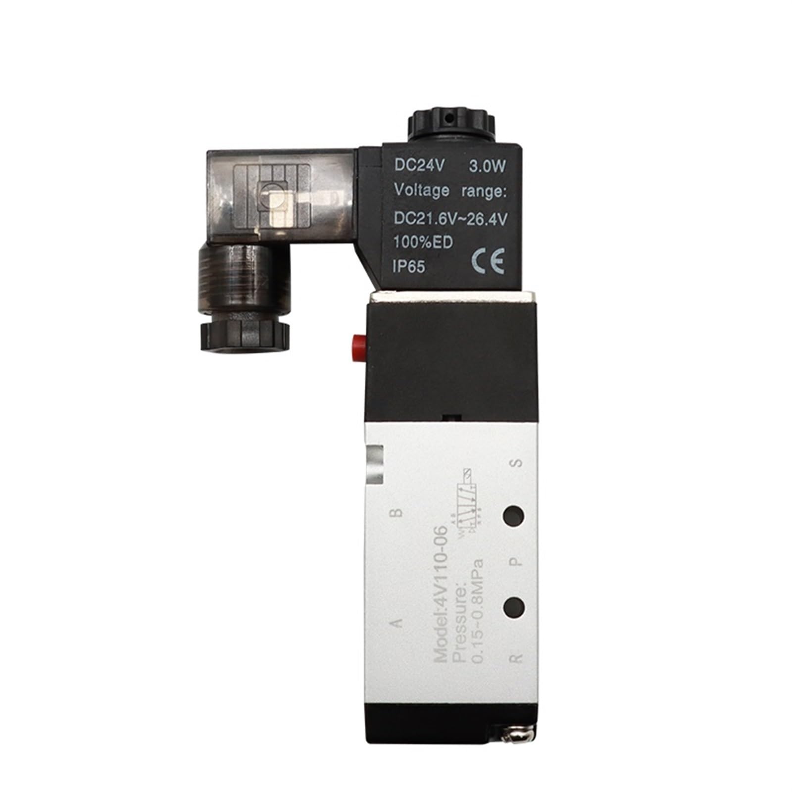 4V110-06 1/8 zawór elektromagnetyczny powietrza zawór pneumatyczny 5-drożny port 2 pozycje pneumatyczne elektryczne gazowe zawory magnetyczne DC12V 24V 110V 220V 1 szt. (4v110-06 Wire-sl8-01,AC220)