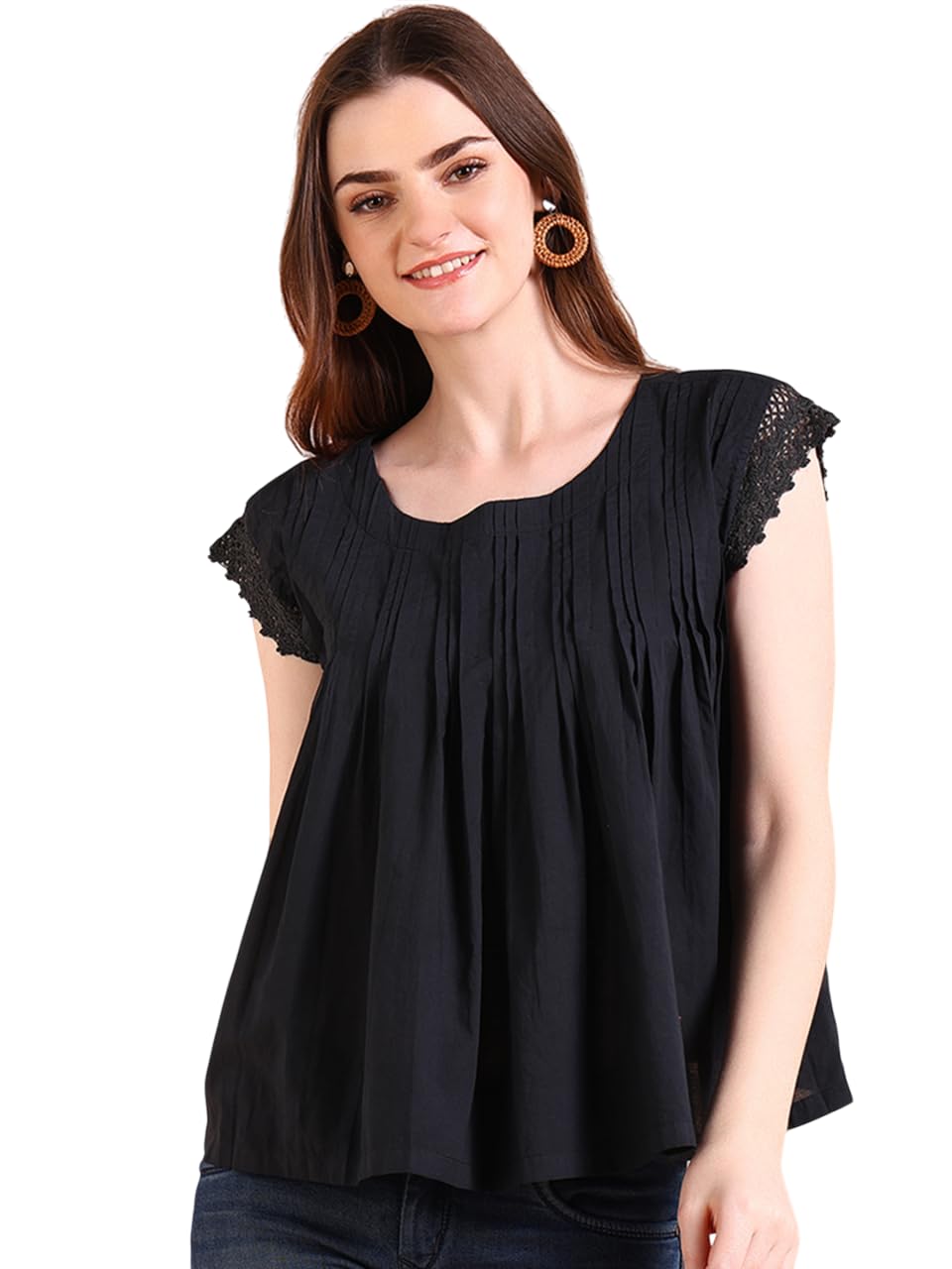 maaesa Vibrant Black Tie-Dye Everywhere Top in Soft Rayon-picture-20