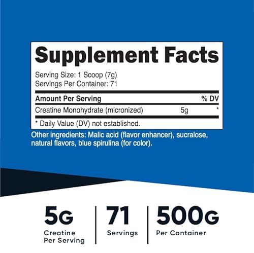 Nutricost Creatine Monohydrate Nutritional Supplement Powder (Blue Raspberry), 17.9 Oz #TOP1