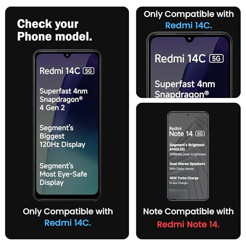 Image of ArmourPro Military Grade Gorilla Tempered Glass Compatible For Redmi A5, A4, 14C and Poco M7 (6.88 Inch) With Easy Installation Kit for Smartphone| Edge-to-Edge Protector Coverage | Black, Pack of 2