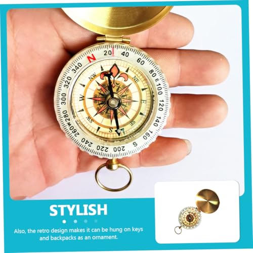 Brújula de bolsillo metálica retro para camping y senderismo miniatura 4
