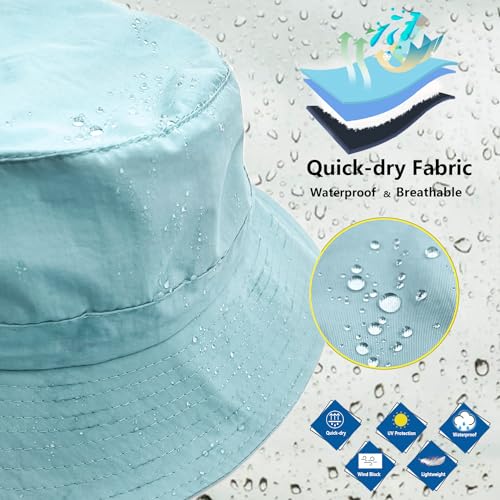 Image of woogwin Waterproof Bucket Rain Hat with Chin Strap Quick Dry Packable Boonie Sun Hat Safari Hat UV Protection