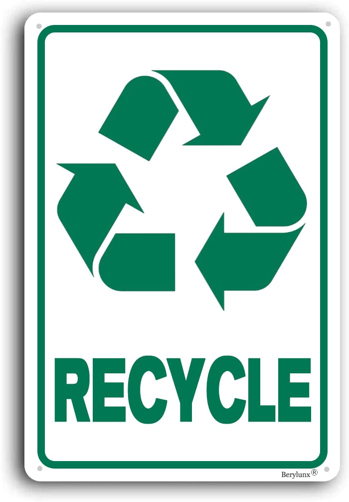 (2-Pack) Metal Tin Sign Recycle Sign,Home Yard Sign,No Trash Sign, Outdoor Yard Signs, "Recycle " 8"x12" Aluminum Sign