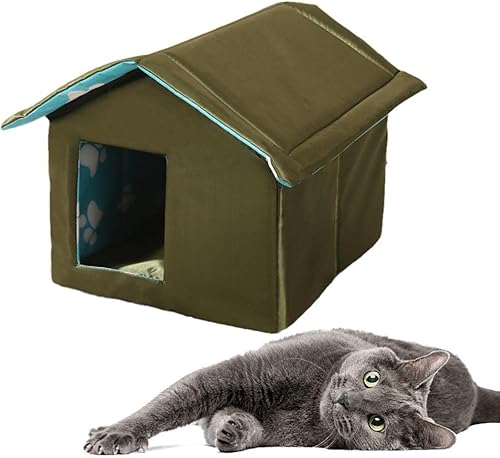 Miniatura 9 de Casa para gatos con calefacción al aire libre casa plegable para gatos para invierno casa segura impermeable para mascotas y refugio para mascotas