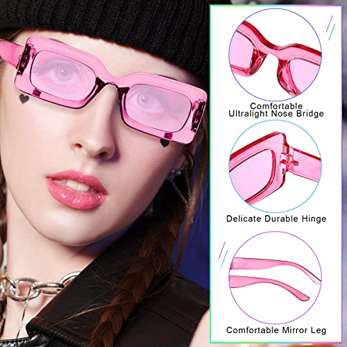 24 Pairs Sunglasses Retro for Women, Small Rectangle Square Glasses 90s Vintage Sunglasses Trendy Chunky Glasses4