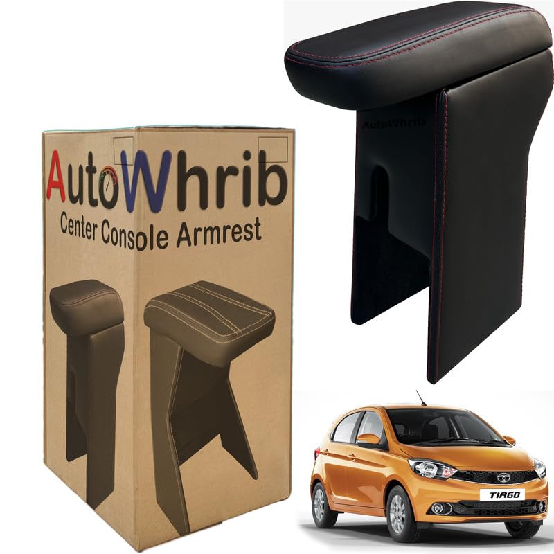 Image of Car Arm Rest For Tiago Tiago EV Armrest with Storage Box & Soft Cushion Pad, Luxury Arm Rest, Black Colour