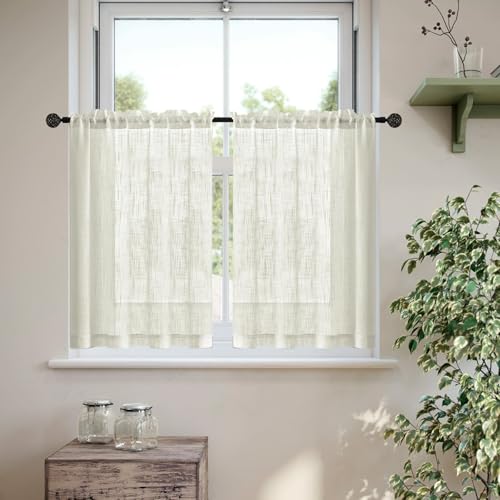 Cortinas cortas cocina transpirables pack de 2 piezas que eliminan reflejos molestos 4