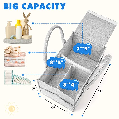 Maliton Nappy Caddy with Lid, Sturdy Portable Washable Diaper Organizer - Image 2