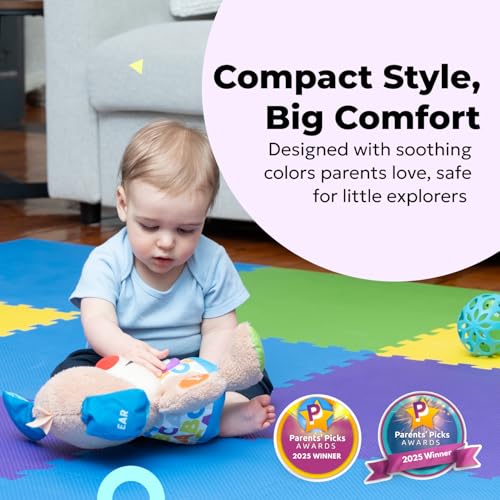Image of MioTetto Baby Play Mat, Comfortable Tummy Time Mat - Portable Foam Floor Tiles, Safe baby mat for floor for Crawling & Development, Soft play mat for babies 0-6 months, Stylish interlocking foam tiles