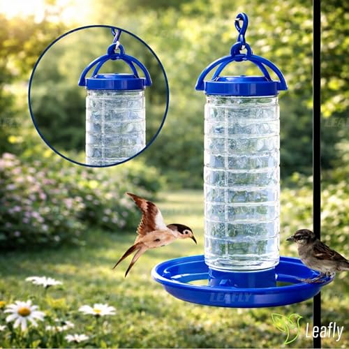 Image of Leafly Bird Feeder - Hanging Bird Feeder for Balcony, Garden & Outdoor Use (Water & Food Feeder)
