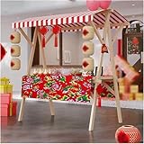 Wooden Street Food Cart: Fabriqué à partir d'un cadre en bois robuste avec une conception triangulaire, ce panier alimentaire supporte jusqu'à 220 livres. L'ombre-soleil en tissu Oxford inclus offre une excellente couverture tout en bloquant efficacement les rayons UV nocifs, ce qui le rend parfait pour les événements en plein air, les marchés ou les rassemblements dans la cour arrière. Profitez de commodité et de style avec ce chariot durable et fonctionnel.