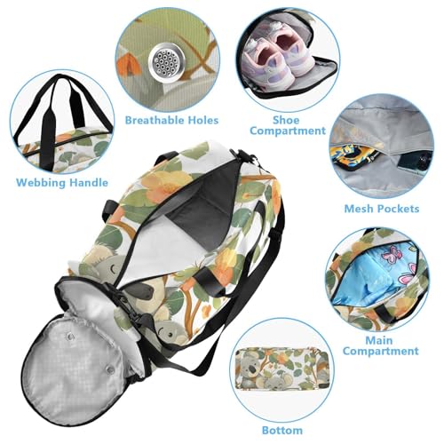 Duffle Bag Kids Gym Bag with Shoes Compartment & Wet Separation Overnight Travel Duffel Bag Tree Koala for Girl Boy4