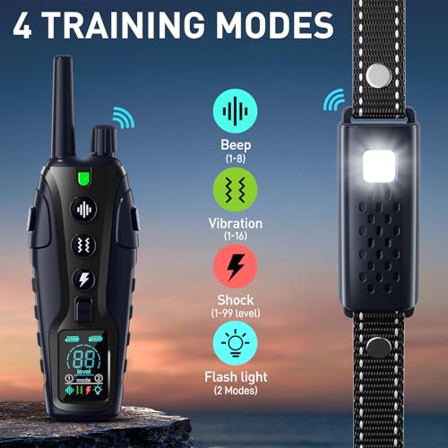 Shock Collar for Dogs - 4500FT Dog Training Collar with Remote, Waterproof e Collar with Flashlight, 4 Training Modes, Keypad Lock, Rechargeable Dog Shock Collar for Small Medium Large Dogs - Image 3