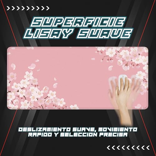 JJ PRIME - Alfombrilla Ratón XXL | Alfombra Escritorio | Alfombrilla Ratón XL | Alfombrillas Raton Rosa | Alfombrilla Escritorio XXL | Alfombrilla Ratón Gaming - Alfombrilla 900x400 MM (Sakura) - imagen 2