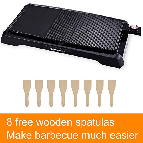 2-in-1 Nonstick Indoor Smokeless Electric Griddle ,21 Inch Extra Large Surface With Slide-Out Drip Tray Oil Collection ,Adjustable 5-Level Thermostat,Family Size Electric Griddle