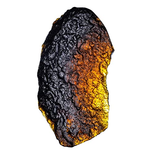 Hodea Natural Crystal Meteorite Necklace, Gold Irregular Czech Meteorite Stone Pendant Energy Stone, Healing Natural Gemstone Pendant for Protection and Healing (A)