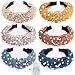 EAONE Pearl Headbands Knotted Headbands for Women 6 Colors, Knot Turban Headband Fashion Hair Bands Wide Headbands Hair Accessories for Girls with 1 Pouch Bag