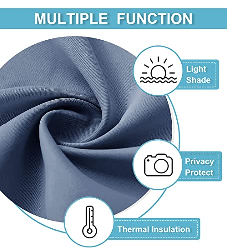 RYB HOME Blackout Curtains for Small Window - Thermal Insulated Noise Reducing Energy Efficiency Small Window Decor for Closet Basement Cafe, 52 inches Wide x 36 inches Long, Stone Blue, 1 Pair