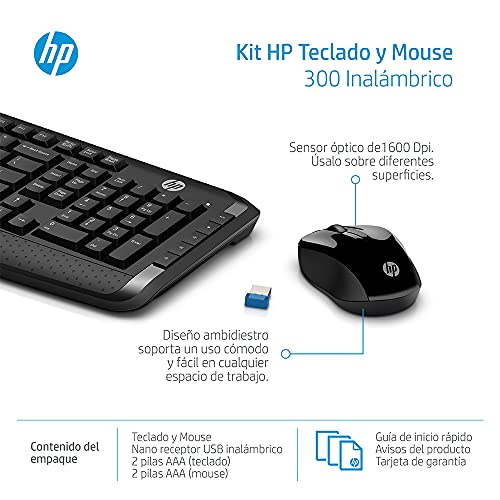 Teclado y ratón inalámbrico HP con sensor de 1600 dpi para mayor precisión 4