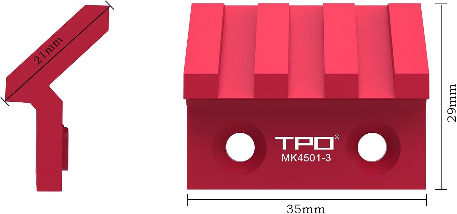 TPO Mlock 45 Degree Offset Rail Mount, 3 Slot/5 Slot Offset Side Flashlight/Optic Picatinny Weaver Rail Section Mount