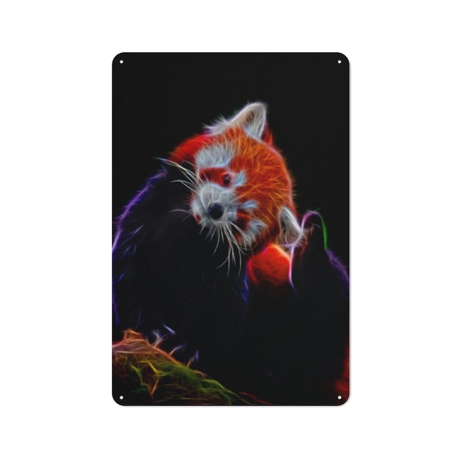 Junmoney Red Panda Fractal For Lounge Or Reading Corner, Retro Metal Plaque 30X20cm, For Vintage Wall Decor Fans, For Metal Sign Collectors