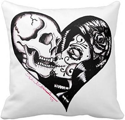Heart Kiss Tattoo Art Pillow Case 18" 18" By Skinderella