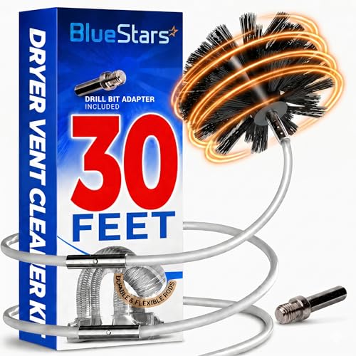 Upgraded 30ft Dryer Vent Cleaner Kit with Drill Attachments
