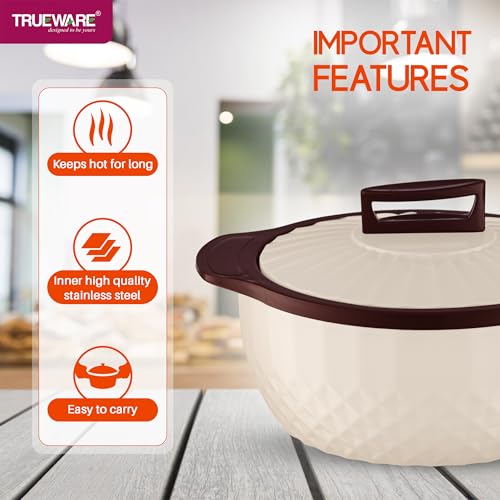 Image of Trueware Eternity Inner Steel Insulated 2500 ML Thermoware Casserole | BPA Free | Odour Proof | Food Grade | Easy to Carry | Serving | Curd Maker | Hot Pot