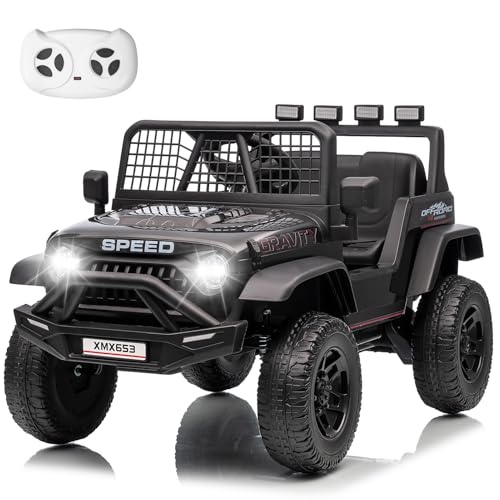 HAUSPROFI Elektroauto für Kinder, Elektro Kinderauto mit Fernbedienung, 12V 4,5AH Batterie, Geschwindigkeitsstufen, Musik, Bluetooth, LED und Sicherheitsgurt, für Kinder ab 3-6 Jahren(Schwarz)