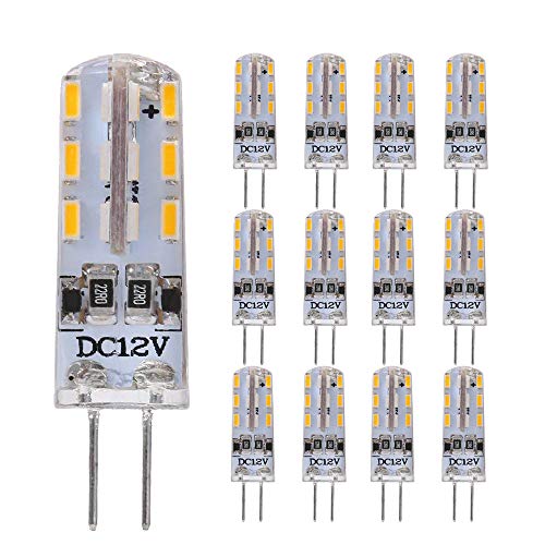 Chao Zan Bombillas LED G4, 1,5 W, 3 W, 4 W, 4,5 W, 12 V, ángulo de haz de 360°, blanco cálido 3000 K, no regulable, de silicona, paquete de 12 bombillas (CC 1,5 W)