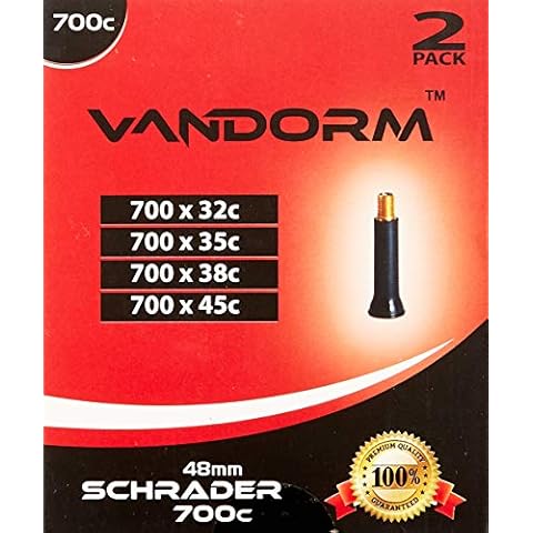 2x Sunchase 700x35/43c Bicycle Inner Tubes with Schrader Valve (Car Type Valve) Cover
