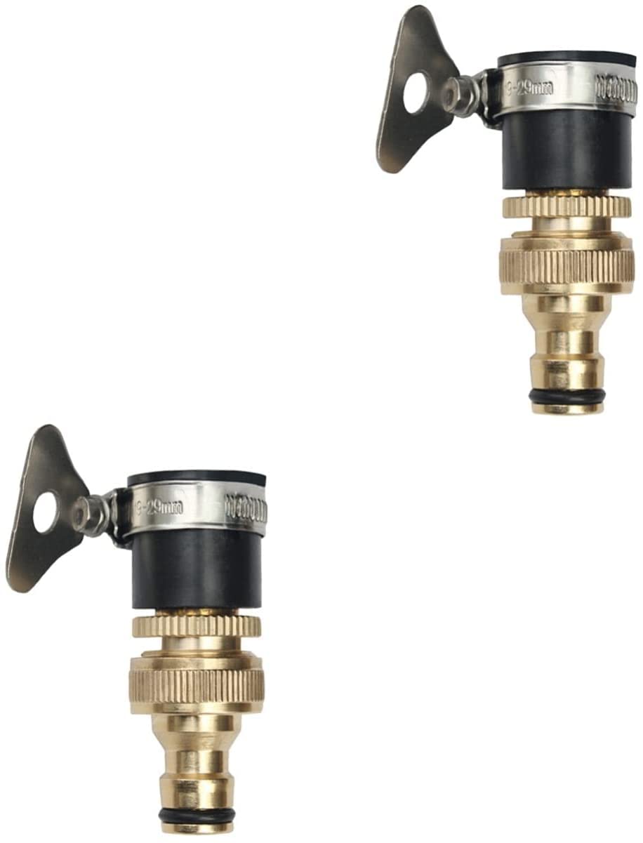 2 connettori da giardino per raccordo per tubo in ottone/tubo universale, adattatore maschio nero, rubinetto dell'acqua rapido e in pollici per collegare connettori filettati in rame dorato