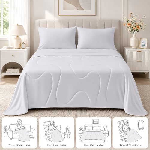 LULLUX Cooling Blanket for Hot Sleepers, Cooling Comforter Queen Size, Grey - image 5