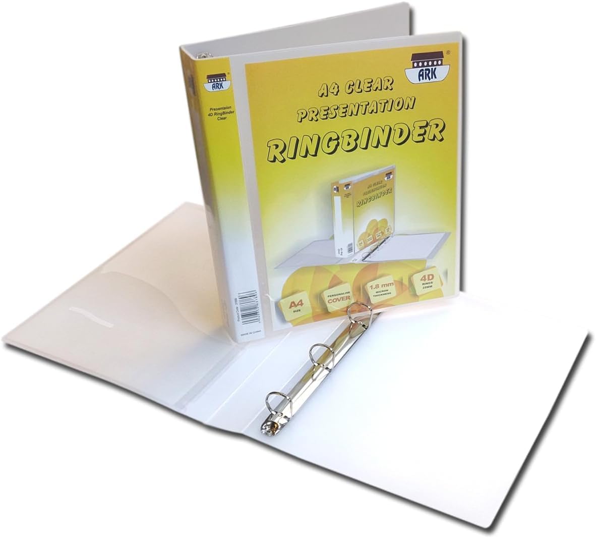 ARK Raccoglitore ad anelli A4 con 4 anelli, 25 mm, qualità premium, trasparente, 6 pezzi