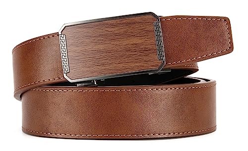 Image of CHAOREN Ratchet Belt for men - Mens Belts Leather 1 3 /8'' for Dress Pants - Micro Adjustable Belt Fit Everywhere X-brown