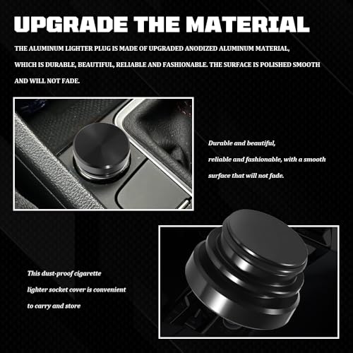 Image of Cigarette Lighter Cover, Dustproof Car Cigarette Lighter Plug Parts, Aluminum Plugs Cover, Waterproof Dustproof Cigarette Lighter Socket Cap for SUV Truck with 12V Power Source (Black)