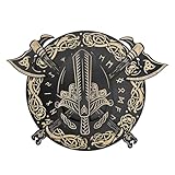 Wandkunst-Dekoration, Holz, hängbar, skandinavisch, mittelalterliches Dekoschild für Mann, Holzplatte, mittelalterliches Ornament für Arbeitszimmer, Bar, Wohnung, Club, Zuhause