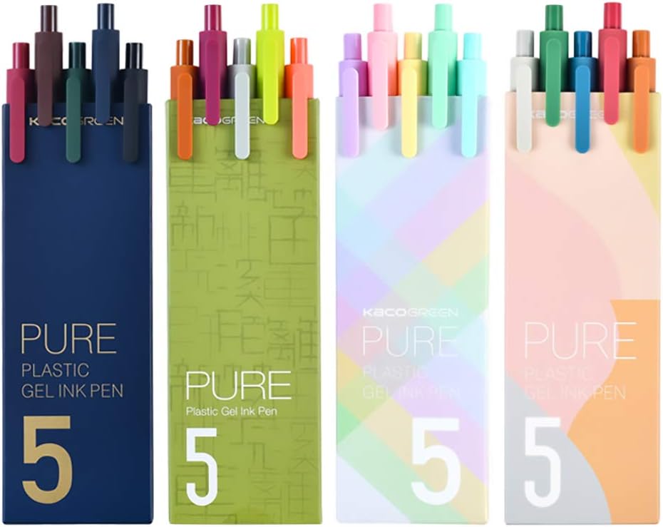 KACO Retractable Gel Pens Color Ink, Extra Fine Point (0.5 mm)-20 Assorted Colors, Latest Version