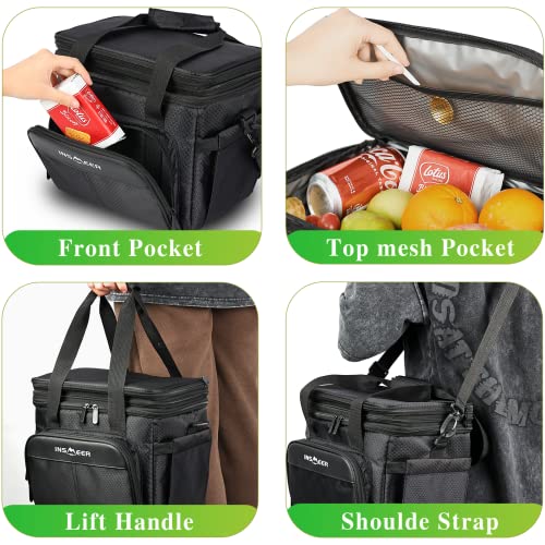 Image of INSMEER Insulated Lunch Bag | Leakproof Lunch Bags for Office Travel Picnic | Tiffin Storage Bag for Men Women, Black